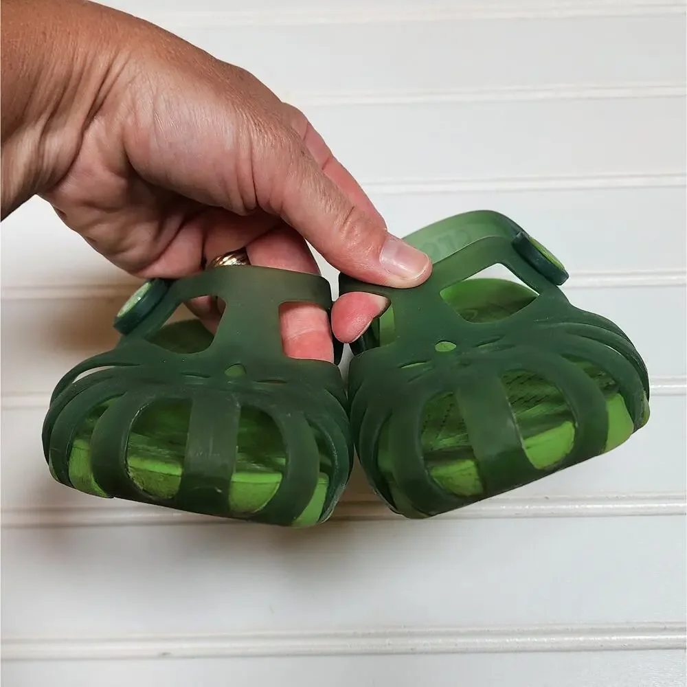 Crocs Shirley Girls Green Flower Cut-Out Sandals Size 12 Kids